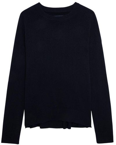 Zadig & Voltaire Cici Patch Sweater 100% Cashmere - Blue