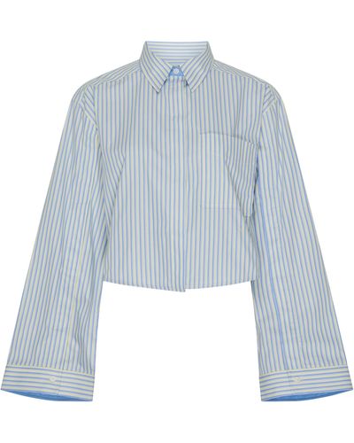 Victoria Beckham Chemise courte à manches boutonnées - Bleu