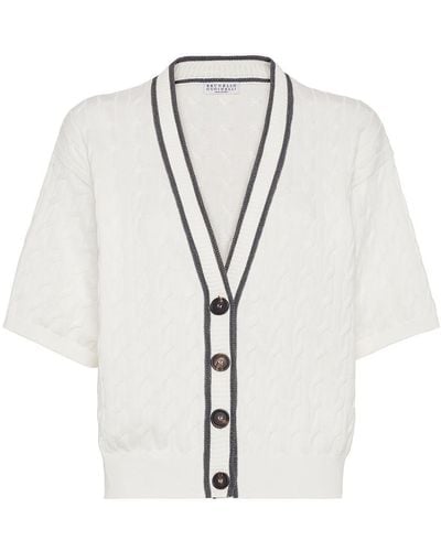 Brunello Cucinelli Cotton Cable-knit Cardigan - White