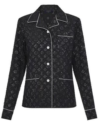 Louis Vuitton Black Pajama Top In Monogram Lurex Jacquard