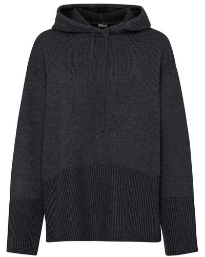Totême Signature Wool Hooded Sweater - Blue