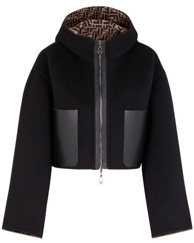 Fendi Reversible Ff Motif Hooded Jacket - Black
