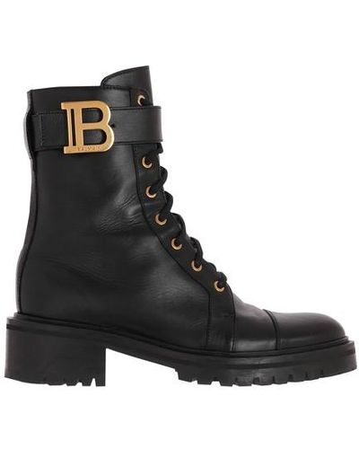 Balmain - Bicolor Smooth and Monogram Jacquard Phil Ranger Ankle Boots