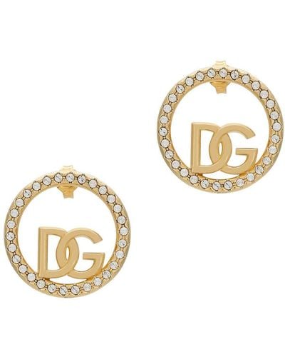 Dolce & Gabbana Hoop Earrings With Dg Logo - Metallic