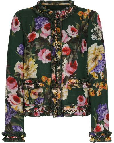 Dolce & Gabbana Chiffon-Jacke mit Gartenmotiven - Grün