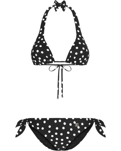 Dolce & Gabbana Gepunkteter Triangel-Bikini - Schwarz