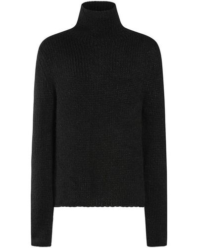 Ann Demeulemeester Hein High Neck Sweater Drop Stitch - Black