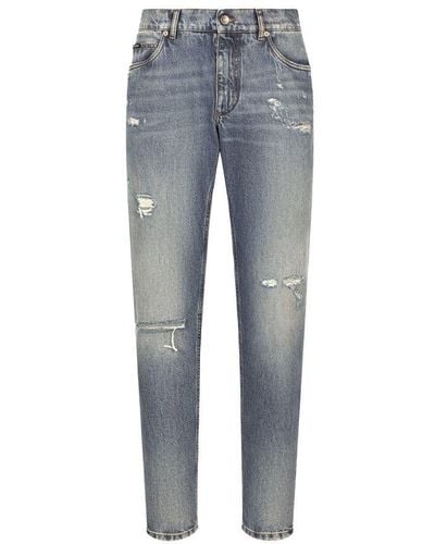 Dolce & Gabbana Regular-Fit Jeans With Abrasions - Blue