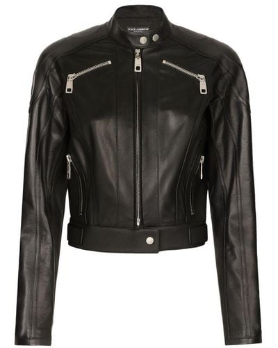 Dolce & Gabbana Nappa Leather Biker Jacket - Black