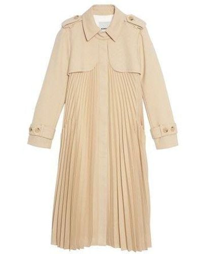 Sandro Pleated Trench Coat With Belt - Natural
