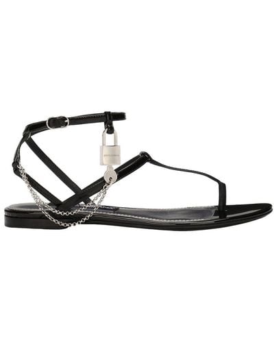 Dolce & Gabbana Patent Leather Sandals - Black