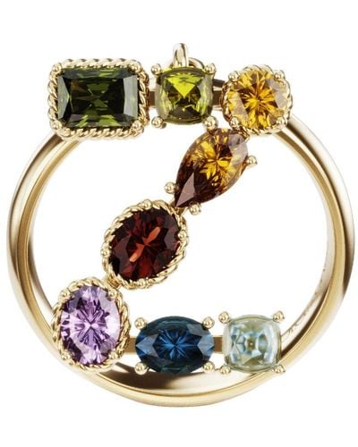Dolce & Gabbana Rainbow Alphabet Z Ring In Yellow Gold With Multicolor Fine Gems - Metallic