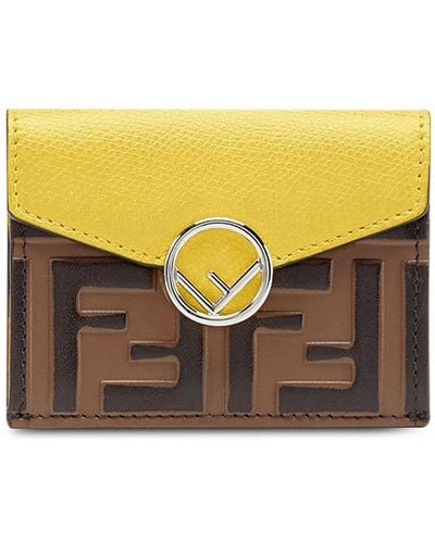 Fendi F Is Micro Tri-fold Wallet - Yellow