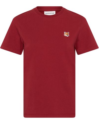 Maison Kitsuné Regular-T-Shirt mit Patch Fox Head - Rot