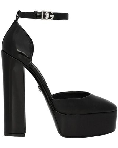 Dolce & Gabbana Polished Calfskin Platforms - Black