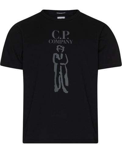 C.P. Company T-shirt en jersey mercerisé 30/2 avec motif de marin britannique etlogo - Noir