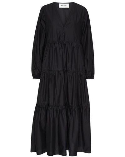 Matteau Long Sleeve Plunge Dress - Black