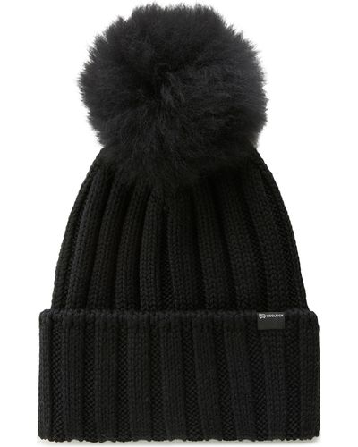Woolrich Mütze aus reiner Schurwolle mit Kaschmirbommel - Schwarz
