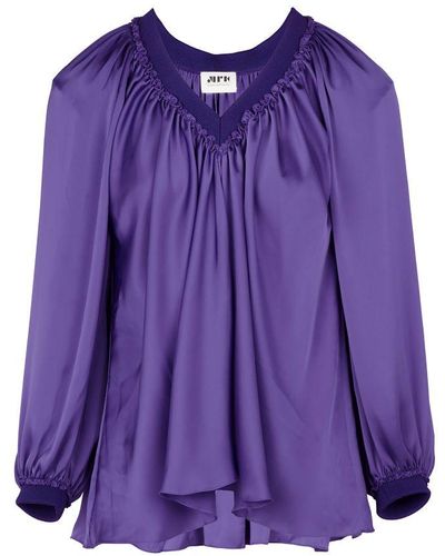 Maison Rabih Kayrouz Ruffled V-Neck Blouse - Purple