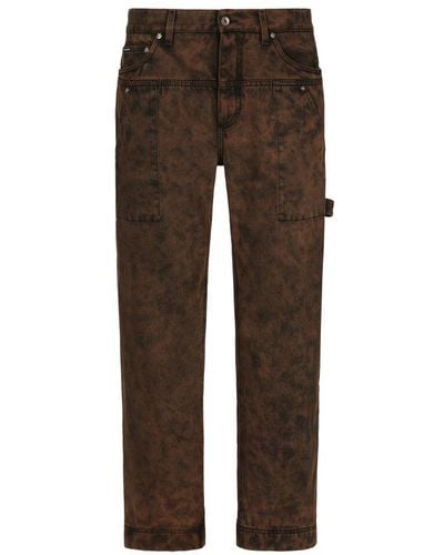 Dolce & Gabbana Overdyed Denim Worker Jeans - Brown