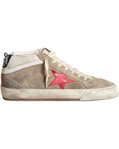 Golden Goose Sneakers Mid Star en daim avec étoile en cuir lamé - Noir