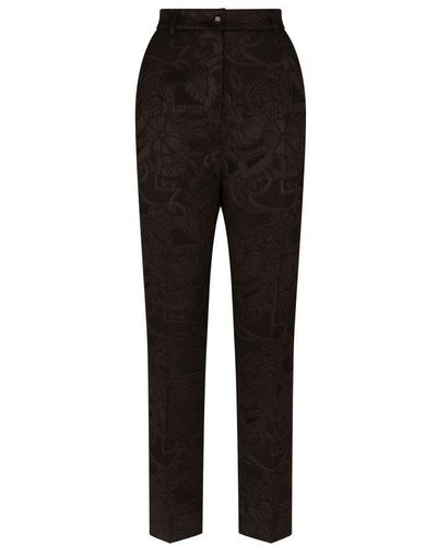 Dolce & Gabbana Floral Jacquard Pants - Black