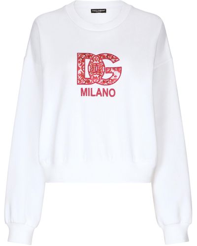 Dolce & Gabbana Sweat-shirt en jersey à écusson DG - Blanc