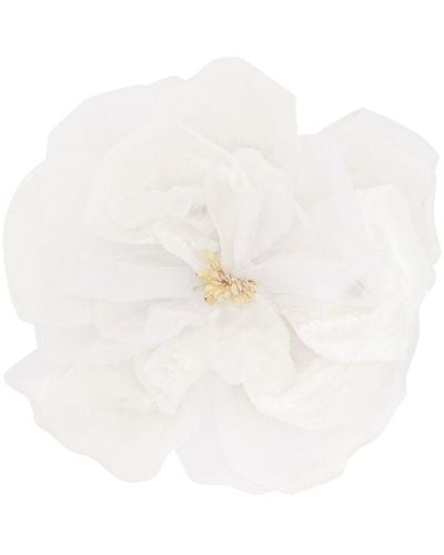 Dolce & Gabbana Floral Silk Brooch - White