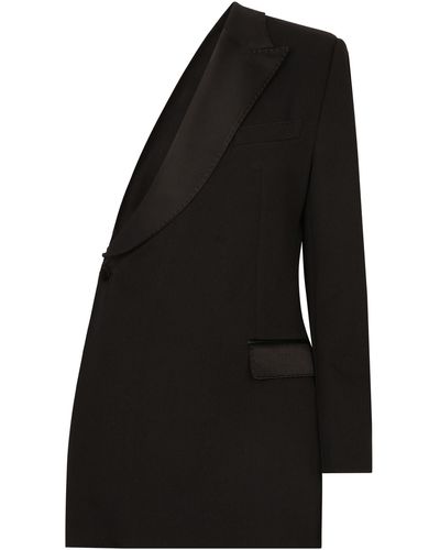 Dolce & Gabbana One-Shoulder-Jacke aus Wollgabardine - Schwarz