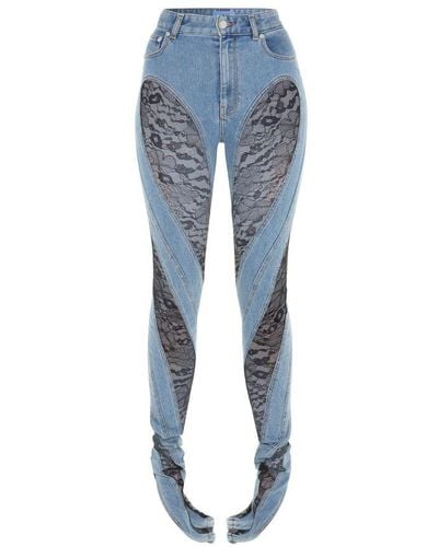 Mugler Spiral Lace Jeans - Blue