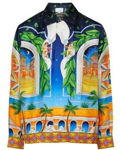 Casablancabrand Cuban Collar Long Sleeve Shirt - Multicolor