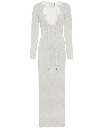 Casablancabrand Cut Out Boucle Sheer Dress - White