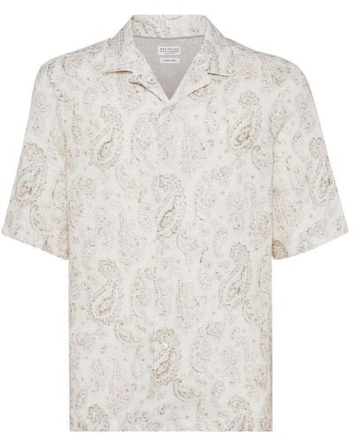 Brunello Cucinelli Shirt With Camp Collar - White