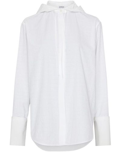 Loewe Cotton Hooded Shirt - White