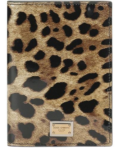 Dolce & Gabbana Porte-passeport en cuir de veau glacé à imprimé léopard - Multicolore