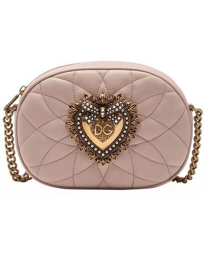 Dolce & Gabbana Devotion Camera Bag In Nappa Leather - Brown