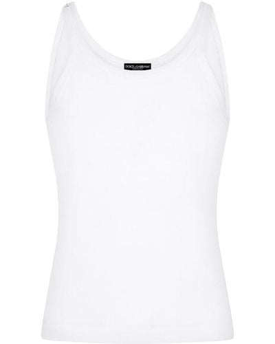 Dolce & Gabbana Fine-Rib Cotton Jersey Singlet - White