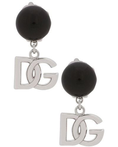 Dolce & Gabbana Earrings With Dg Logo - Black