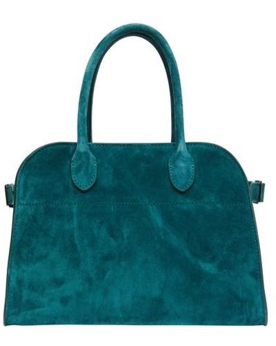 The Row Soft Margaux 10 Bag In Suede - Green