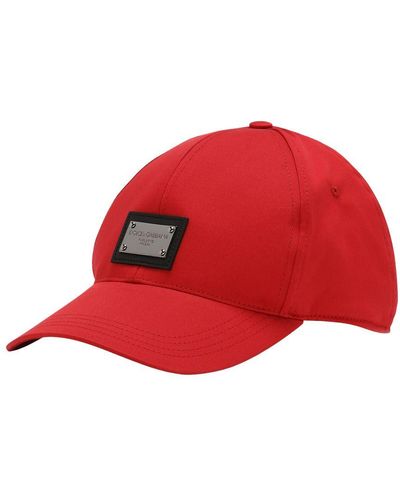 Dolce & Gabbana Cotton Baseball Cap With Logo Tag - Red