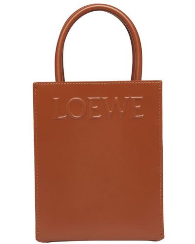 Loewe A5 Logo-embossed Leather Tote - Brown