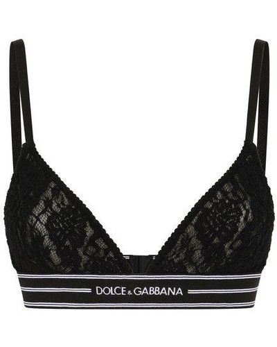 Dolce & Gabbana Non-underwired Lace Bra With Branded Elastic - Black