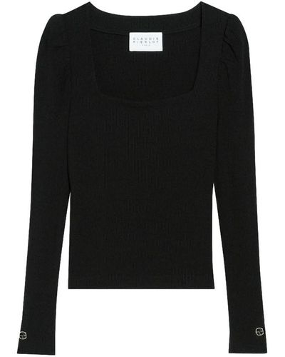 Claudie Pierlot Long Sleeved Ribbed T-shirt - Black