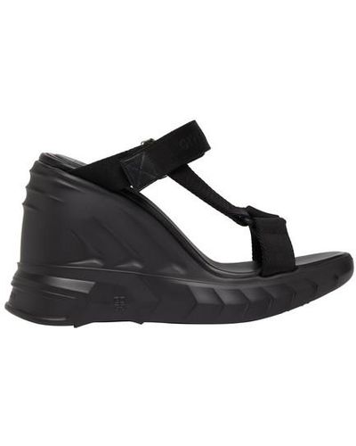 Givenchy Marshmallow Sandals In Leather And Canvas - Black