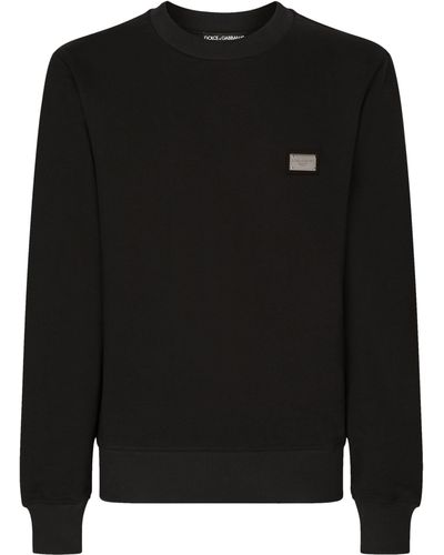 Dolce & Gabbana Sweatshirt aus Jersey mit Branding-Tag - Schwarz