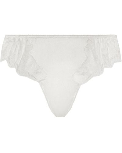 Dolce & Gabbana Satin Thong With Lace Detailing - White