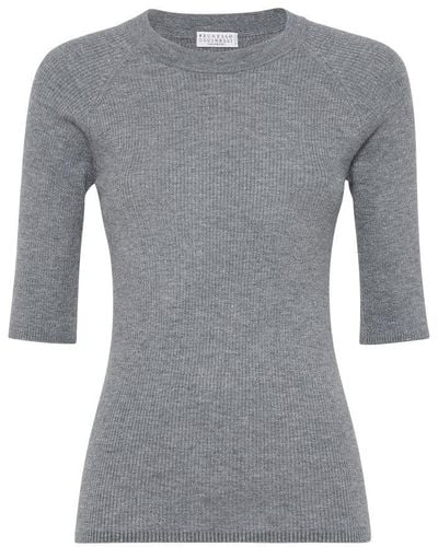 Brunello Cucinelli Sparkling Cashmere Sweater - Gray