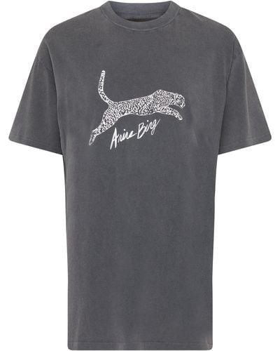 Anine Bing T-Shirt mit Leo-Print Walker - Grau