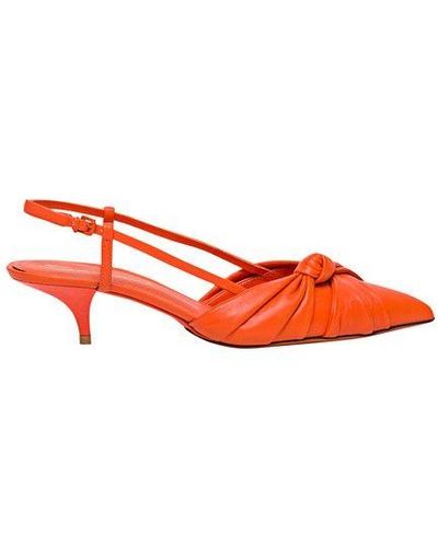 Santoni Leather Mid-heel Slingback - Red