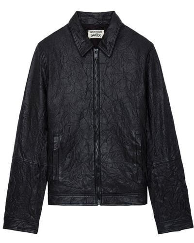 Zadig & Voltaire Lasso Crinkled Leather Jacket - Blue